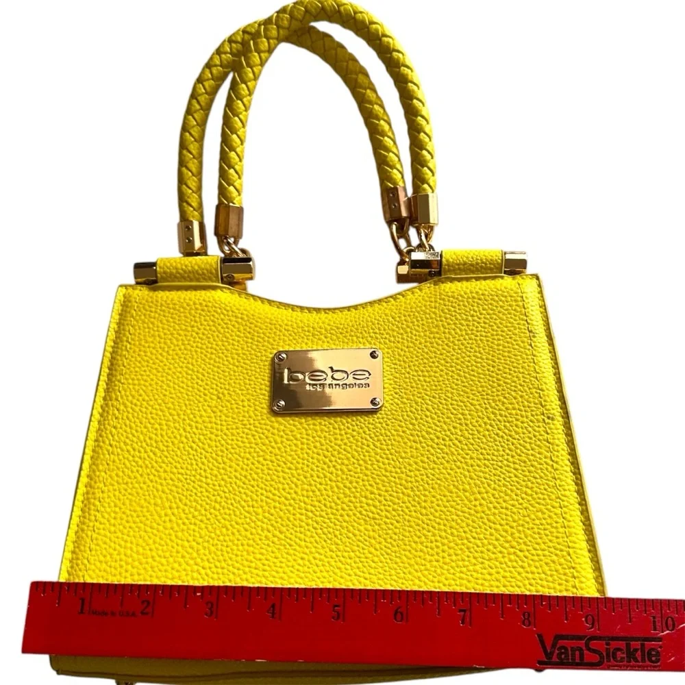 Bebe Erika Mini Shopper Hand Bag Bright Yellow With Drop Handle Barbiecore - Picture 11 of 13
